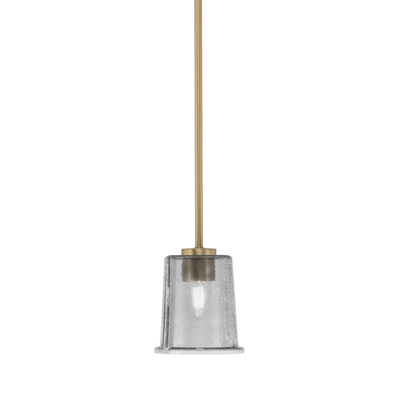 Toltec Atlas 5in 1-Light Mini Pendant | New Age Brass and Smoke Bubble Glass | Kitchen Island & Dining Room | 5 x 6 in | Model 4501-NAB-5032