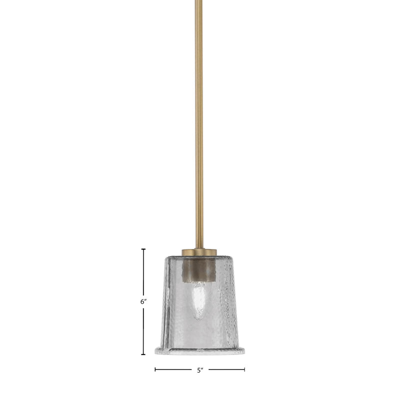 Toltec Atlas 5in 1-Light Mini Pendant | New Age Brass and Smoke Bubble Glass | Kitchen Island & Dining Room | 5 x 6 in | Model 4501-NAB-5032