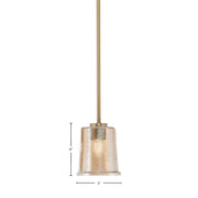 Toltec Atlas 5in 1-Light Mini Pendant | New Age Brass and Amber Bubble Glass | Kitchen Island & Dining Room | 5 x 5 x 6 in | Model 4501-NAB-5033