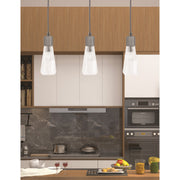 Toltec Everleigh 4in 1-Light Mini Pendant | Industrial Graphite and Clear Ribbed Glass | Kitchen Island & Bar | 4 x 10 in | Model 4802-GP-880