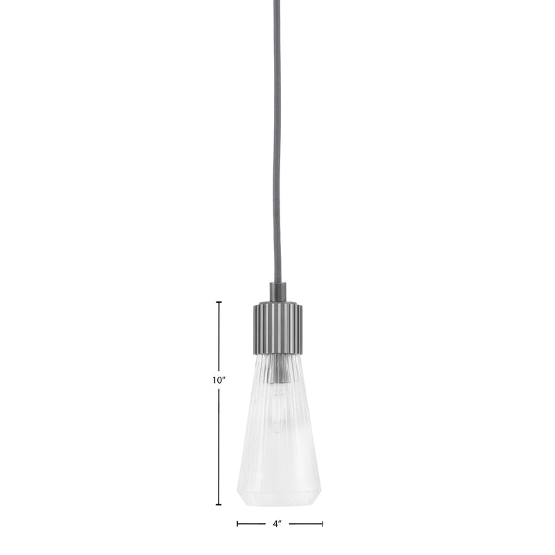 Toltec Everleigh 4in 1-Light Mini Pendant | Industrial Graphite and Clear Ribbed Glass | Kitchen Island & Bar | 4 x 10 in | Model 4802-GP-880