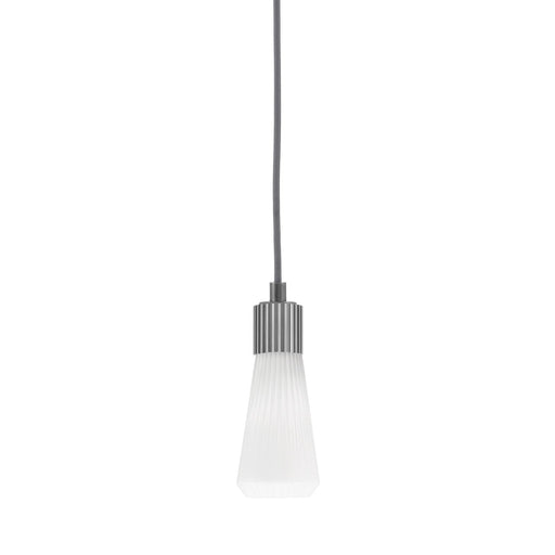 Toltec Everleigh 4in 1-Light Mini Pendant | Industrial Graphite and White Opal Ribbed Glass | Kitchen Island & Entryway | 4 x 10 in | Model 4802-GP-881