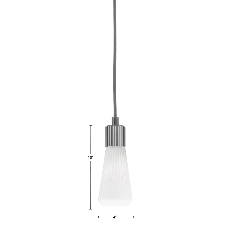 Toltec Everleigh 4in 1-Light Mini Pendant | Industrial Graphite and White Opal Ribbed Glass | Kitchen Island & Entryway | 4 x 10 in | Model 4802-GP-881