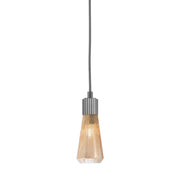 Toltec Everleigh 4in 1-Light Mini Pendant | Industrial Graphite and Amber Ribbed Glass | Kitchen Island & Dining Room | 4 x 10 in | Model 4802-GP-883