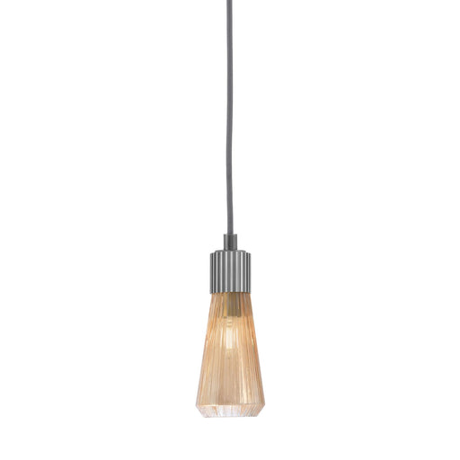 Toltec Everleigh 4in 1-Light Mini Pendant | Industrial Graphite and Amber Ribbed Glass | Kitchen Island & Dining Room | 4 x 10 in | Model 4802-GP-883