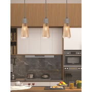 Toltec Everleigh 4in 1-Light Mini Pendant | Industrial Graphite and Amber Ribbed Glass | Kitchen Island & Dining Room | 4 x 10 in | Model 4802-GP-883