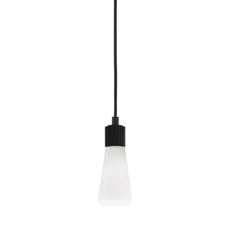 Toltec Everleigh 4in 1-Light Mini Pendant | Industrial Matte Black Steel and White Opal Ribbed Glass | Kitchen Island & Dining Room | 4 x 10 in | Model 4802-MB-881