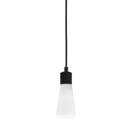 Toltec Everleigh 4in 1-Light Mini Pendant | Industrial Matte Black Steel and White Opal Ribbed Glass | Kitchen Island & Dining Room | 4 x 10 in | Model 4802-MB-881