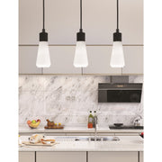 Toltec Everleigh 4in 1-Light Mini Pendant | Industrial Matte Black Steel and White Opal Ribbed Glass | Kitchen Island & Dining Room | 4 x 10 in | Model 4802-MB-881