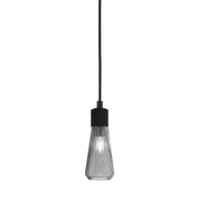 Toltec Everleigh 4in 1-Light Mini Pendant | Industrial Matte Black Steel and Smoke Ribbed Glass | Kitchen Island & Dining Room | 4 x 10 in | Model 4802-MB-882