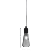 Toltec Everleigh 4in 1-Light Mini Pendant | Industrial Matte Black Steel and Smoke Ribbed Glass | Kitchen Island & Dining Room | 4 x 10 in | Model 4802-MB-882