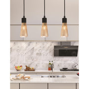 Toltec Everleigh 4in 1-Light Mini Pendant | Industrial Matte Black Steel and Amber Ribbed Glass | Kitchen Island & Dining Room | 4 x 10 in | Model 4802-MB-883