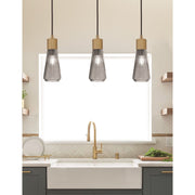 Toltec Everleigh 4in 1-Light Mini Pendant | Contemporary New Age Brass and Smoke Ribbed Glass | Kitchen Island & Dining Room | 4 x 10 in | Model 4802-NAB-882