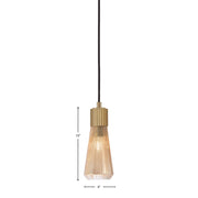 Toltec Everleigh 4in 1-Light Mini Pendant | Contemporary New Age Brass and Amber Ribbed Glass | Kitchen Island & Dining Room | 4 x 10 in | Model 4802-NAB-883