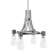Toltec Everleigh 24in 4-Light Chandelier | Graphite Steel and Clear Ribbed Glass | Dining Room & Kitchen Island | 24 x 23 in | Model 4814-GP-880