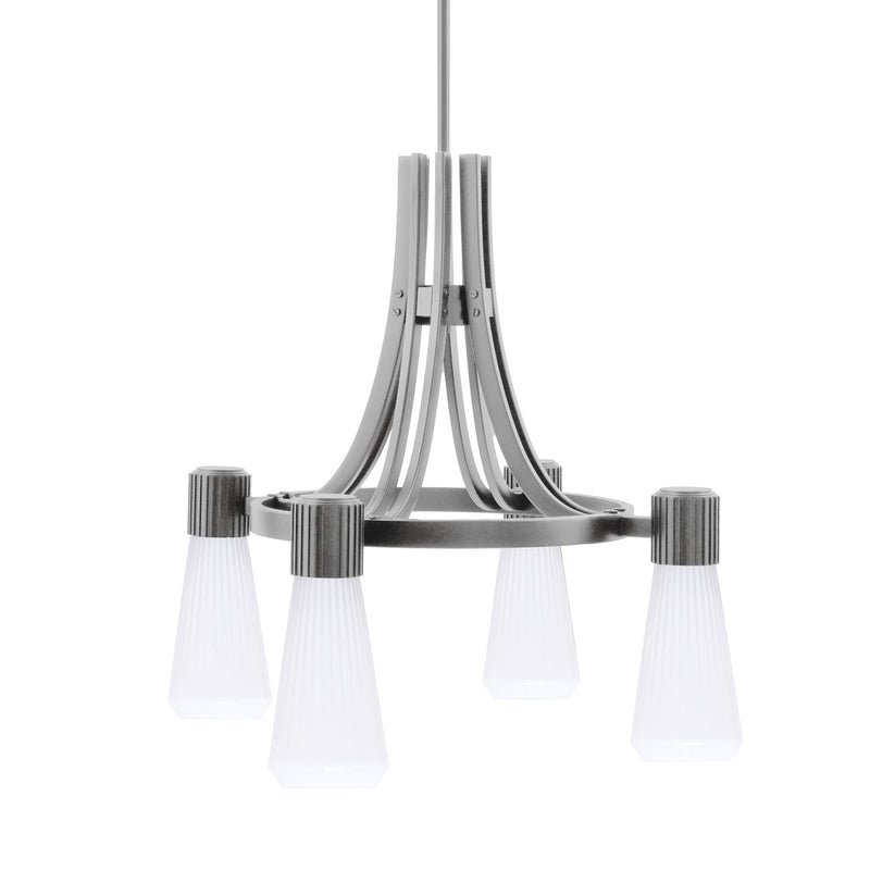Toltec Everleigh 24in 4-Light Chandelier | Graphite Steel and White Opal Ribbed Glass | Dining Room & Kitchen Island | 24 x 23 in | Model 4814-GP-881