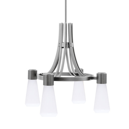 Toltec Everleigh 24in 4-Light Chandelier | Graphite Steel and White Opal Ribbed Glass | Dining Room & Kitchen Island | 24 x 23 in | Model 4814-GP-881