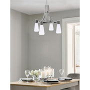 Toltec Everleigh 24in 4-Light Chandelier | Graphite Steel and White Opal Ribbed Glass | Dining Room & Kitchen Island | 24 x 23 in | Model 4814-GP-881
