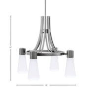 Toltec Everleigh 24in 4-Light Chandelier | Graphite Steel and White Opal Ribbed Glass | Dining Room & Kitchen Island | 24 x 23 in | Model 4814-GP-881