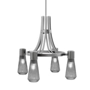 Toltec Everleigh 24in 4-Light Chandelier | Graphite Steel and Smoke Ribbed Glass | Dining Room & Kitchen Island | 24 x 23 in | Model 4814-GP-882