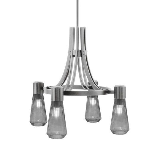 Toltec Everleigh 24in 4-Light Chandelier | Graphite Steel and Smoke Ribbed Glass | Dining Room & Kitchen Island | 24 x 23 in | Model 4814-GP-882
