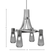 Toltec Everleigh 24in 4-Light Chandelier | Graphite Steel and Smoke Ribbed Glass | Dining Room & Kitchen Island | 24 x 23 in | Model 4814-GP-882