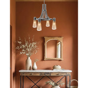 Toltec Everleigh 24in 4-Light Chandelier | Graphite Steel and Amber Ribbed Glass | Dining Room & Kitchen Island | 24 x 23 in | Model 4814-GP-883