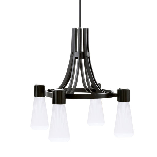 Toltec Everleigh 24in 4-Light Chandelier | Industrial Matte Black and White Opal Ribbed Glass | Dining Room & Kitchen | 24 x 24 x 23 in | Model 4814-MB-881