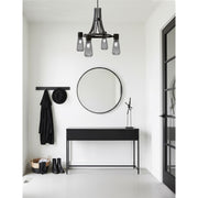 Toltec Everleigh 24in 4-Light Chandelier | Industrial Matte Black and Smoke Ribbed Glass | Dining Room & Kitchen | 24 x 24 x 23 in | Model 4814-MB-882