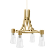 Toltec Everleigh 24in 4-Light Chandelier | New Age Brass and Clear Ribbed Glass | Dining Room & Kitchen | 24 x 23 in | Model 4814-NAB-880