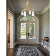 Toltec Everleigh 24in 4-Light Chandelier | New Age Brass and Clear Ribbed Glass | Dining Room & Kitchen | 24 x 23 in | Model 4814-NAB-880