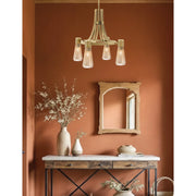 Toltec Everleigh 24in 4-Light Chandelier | New Age Brass and Amber Ribbed Glass | Dining Room & Kitchen | 24 x 23 in | Model 4814-NAB-883
