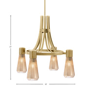 Toltec Everleigh 24in 4-Light Chandelier | New Age Brass and Amber Ribbed Glass | Dining Room & Kitchen | 24 x 23 in | Model 4814-NAB-883
