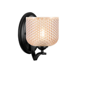 Toltec Zilo 1-Light Wall Sconce | Matte Black Steel and Amber Textured Glass | Hallway & Bedroom Accent | 6 x 9.5 x 8.75 in | Model 551-MB-4613
