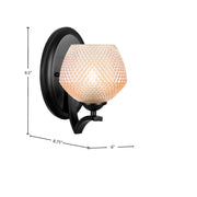 Toltec Zilo 6in 1-Light Wall Sconce | Industrial Matte Black Steel and Amber Textured Glass | Hallway & Bedroom Accent | 6 x 9.5 in | Model 551-MB-4623