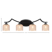 Toltec Zilo 31.5in 4-Light Bath Bar | Matte Black Steel and Amber Textured Glass | Bathroom Vanity & Powder Room | 31.5 x 9 x 8 in | Model 554-MB-4613