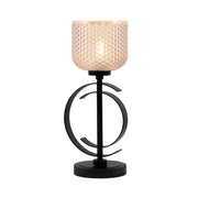 Toltec Accent Lamp 1-Light Table Lamp | Modern Matte Black Steel and Amber Textured Glass | Bedside & Desk Accent | 7.25 x 7.25 x 16.75 in | Model 56-MB-4613