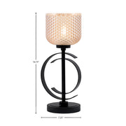 Toltec Accent Lamp 1-Light Table Lamp | Modern Matte Black Steel and Amber Textured Glass | Bedside & Desk Accent | 7.25 x 7.25 x 16.75 in | Model 56-MB-4613