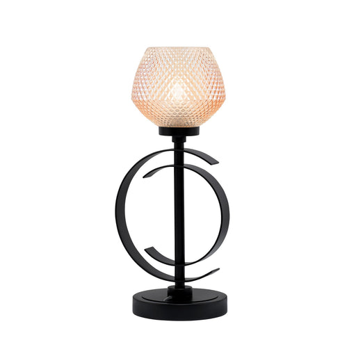 Toltec Accent Lamp 7.25in 1-Light Table Lamp | Industrial Matte Black Steel and Amber Textured Glass | Living Room & Bedroom Side Table | Model 56-MB-4623