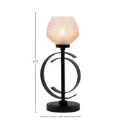 Toltec Accent Lamp 7.25in 1-Light Table Lamp | Industrial Matte Black Steel and Amber Textured Glass | Living Room & Bedroom Side Table | Model 56-MB-4623