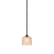 Toltec Zilo 6in 1-Light Mini Pendant | Modern Dark Granite Steel and Amber Textured Glass | Kitchen Island & Counter | 6 x 6 x 6.5 in | Model 560-DG-4613