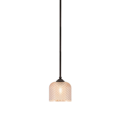 Toltec Zilo 6in 1-Light Mini Pendant | Modern Dark Granite Steel and Amber Textured Glass | Kitchen Island & Counter | 6 x 6 x 6.5 in | Model 560-DG-4613