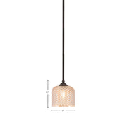Toltec Zilo 6in 1-Light Mini Pendant | Modern Dark Granite Steel and Amber Textured Glass | Kitchen Island & Counter | 6 x 6 x 6.5 in | Model 560-DG-4613