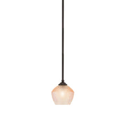 Toltec Zilo 6in 1-Light Mini Pendant | Dark Granite Steel and Amber Textured Glass | Kitchen Island & Accent Lighting | 6 x 6 x 6.5 in | Model 560-DG-4623