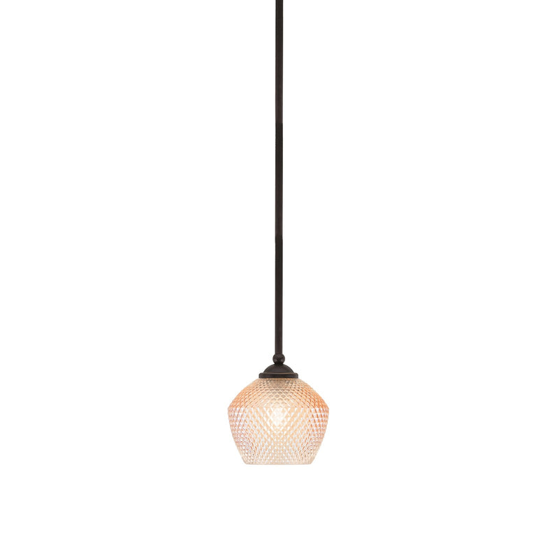 Toltec Zilo 6in 1-Light Mini Pendant | Dark Granite Steel and Amber Textured Glass | Kitchen Island & Accent Lighting | 6 x 6 x 6.5 in | Model 560-DG-4623