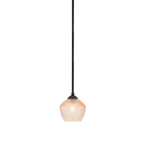 Toltec Zilo 6in 1-Light Mini Pendant | Dark Granite Steel and Amber Textured Glass | Kitchen Island & Accent Lighting | 6 x 6 x 6.5 in | Model 560-DG-4623