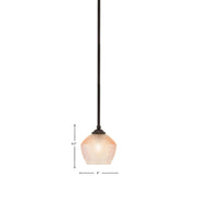 Toltec Zilo 6in 1-Light Mini Pendant | Dark Granite Steel and Amber Textured Glass | Kitchen Island & Accent Lighting | 6 x 6 x 6.5 in | Model 560-DG-4623