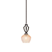 Toltec Zilo 6in 1-Light Mini Pendant | Dark Granite Steel and Amber Textured Glass | Kitchen Island & Dining Room | 6 x 6 x 13.75 in | Model 561-DG-4623
