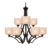 Toltec Zilo 30in 9-Light Uplight Chandelier | Modern Dark Granite Steel and Amber Textured Glass | Dining Room & Foyer | 30 x 30 x 28 in | Model 569-DG-4613