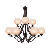 Toltec Zilo 30in 9-Light Chandelier | Dark Granite Steel and Amber Textured Glass | Dining Room & Foyer | 30 x 30 x 27.75 in | Model 569-DG-4623